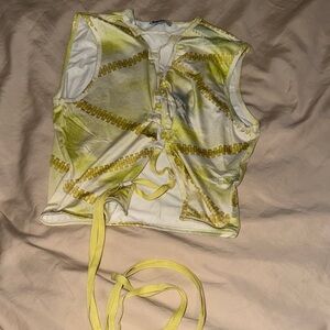 Yellow and White crop Top